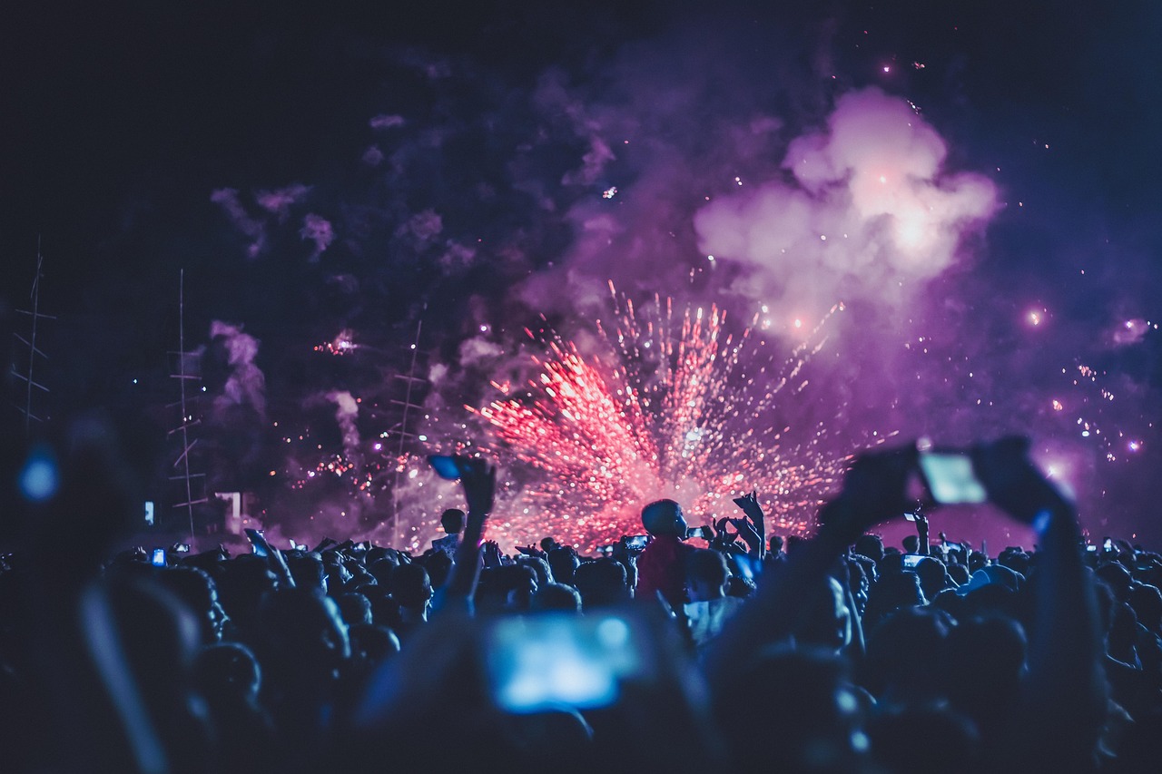 festival crowd at night
